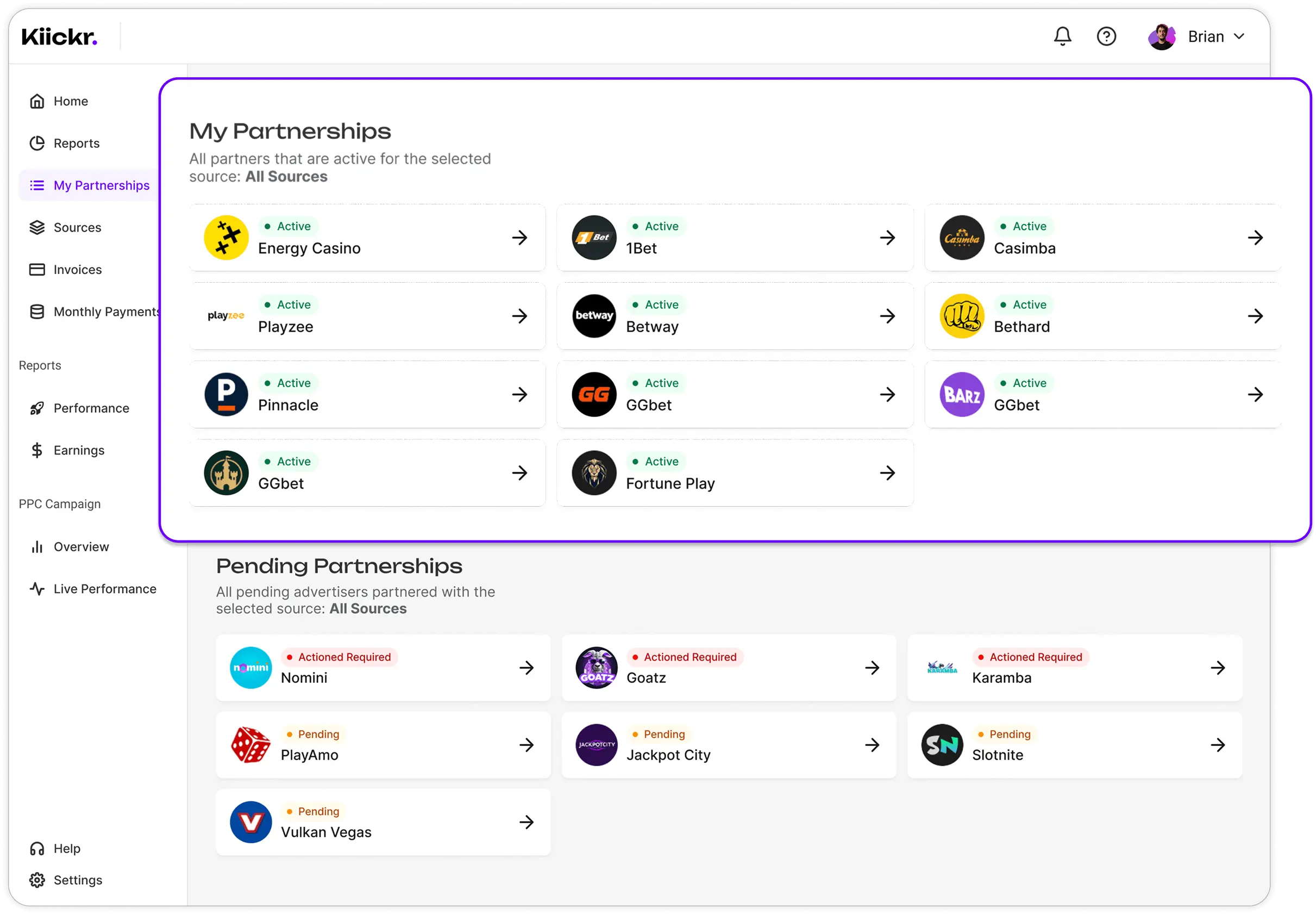 Receive custom-tailored affiliate deals with top rates from Kiickr